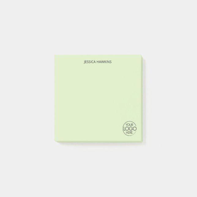 Simple Personal Stationery Logo Pale Green Post-it Notes (Front)