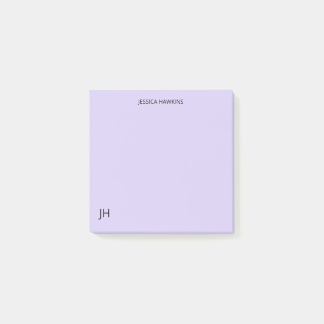 Simple Personal Stationery Monogram Light Purple Post-it Notes (Front)