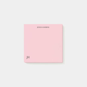 Simple Personal Stationery Monogram Pink Post-it Notes