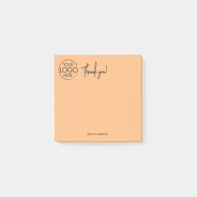 Simple Personal Stationery Thank You Pale Orange Post-it Notes (Front)