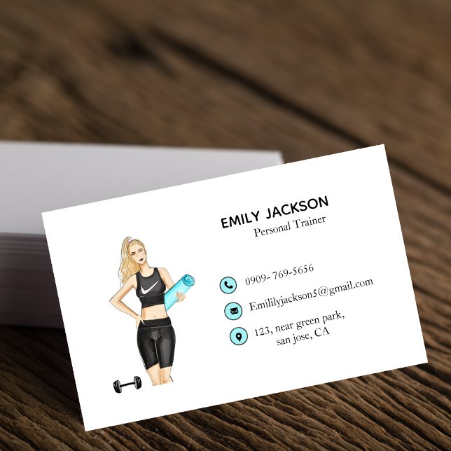 simple, personal trainer, yoga instructor business card (Creator Uploaded)