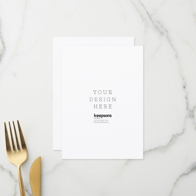 Simple Personalise 4.5" x 6.25" Flat Menu Card (Front/Back In Situ)