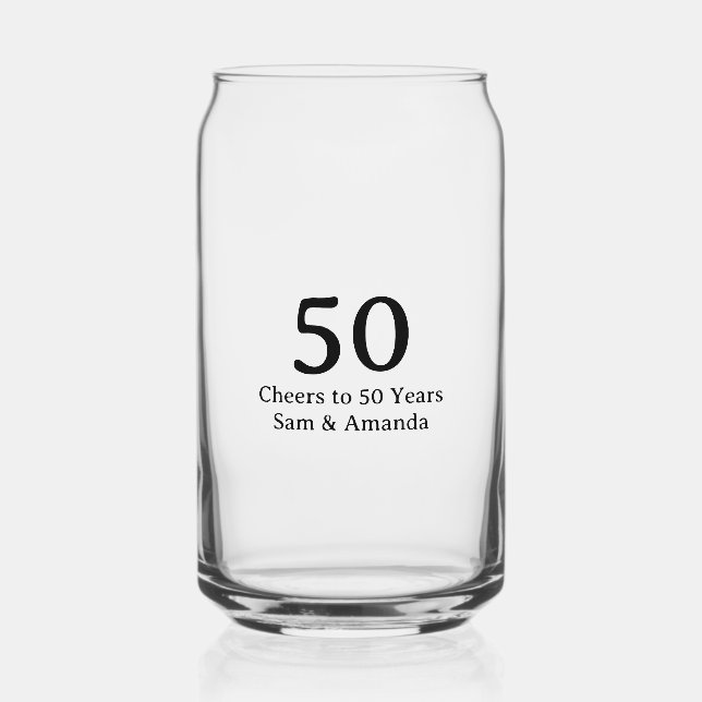 Simple Personalised 50th Anniversary Can Glass (Front)