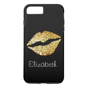 Simple Personalised Black Glitter Gold Lips iPhone 8 Plus/7 Plus Case