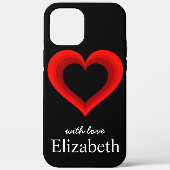 Simple Personalised Black Red Heart Case-Mate Case-Mate iPhone Case (Back)