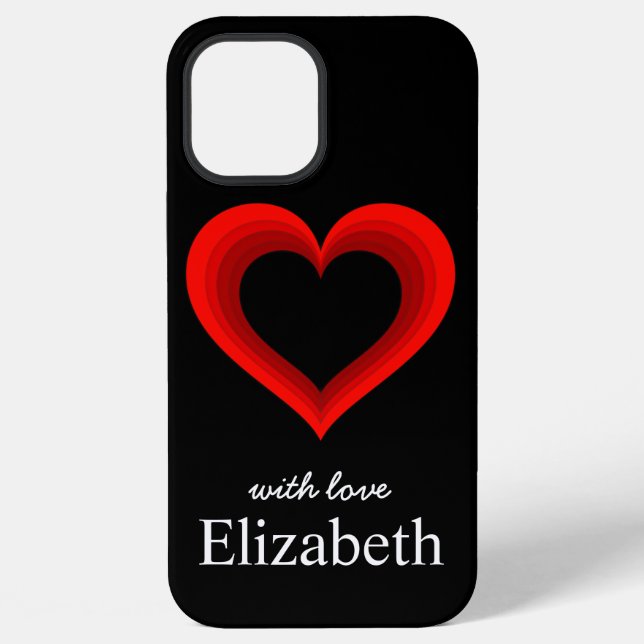 Simple Personalised Black Red Heart Case-Mate iPhone Case (Back)
