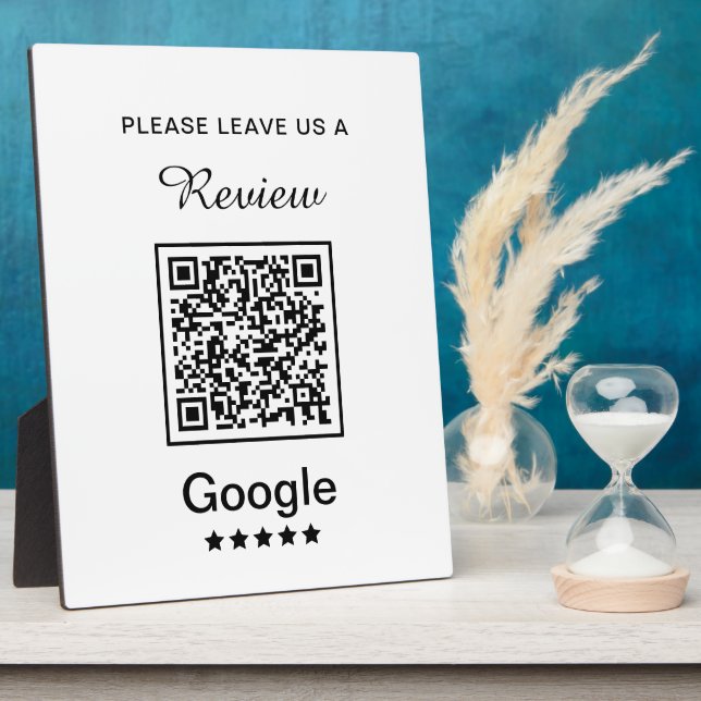 Simple Personalised Business Leave a Review Plaque (Side)