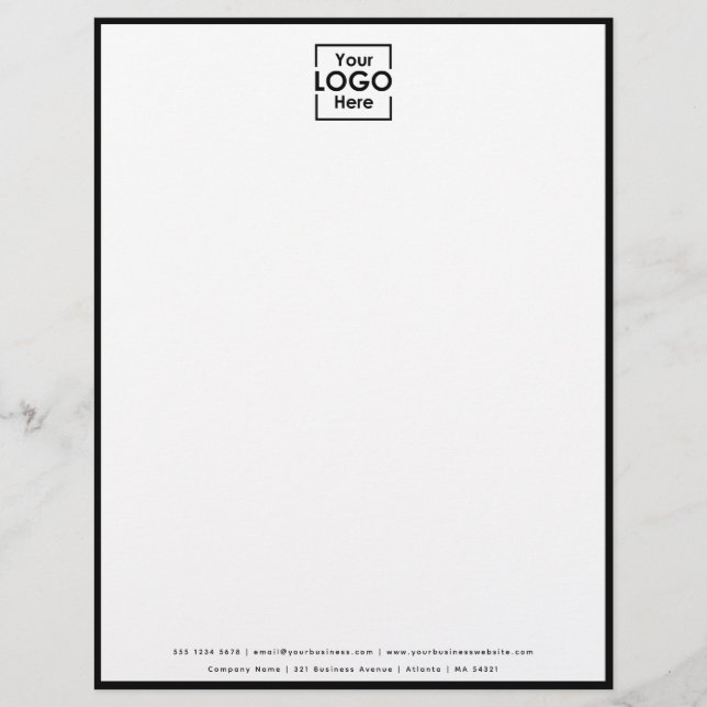 Simple Personalised Business Logo Black Border Custom Letterhead (Front)