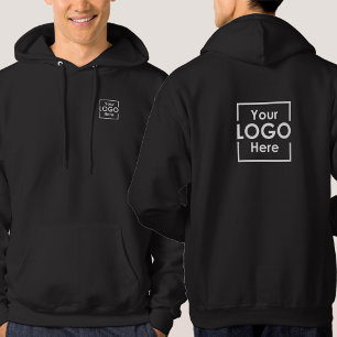 Simple Personalised Business Logo Front Back Black Hoodie