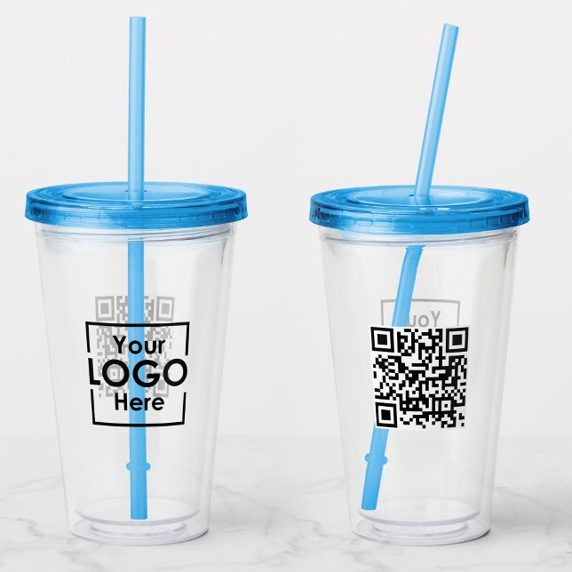 Simple Personalised Business Logo QR Code Acrylic Tumbler (Simple Personalized Business Logo QR Code Acrylic Tumbler)