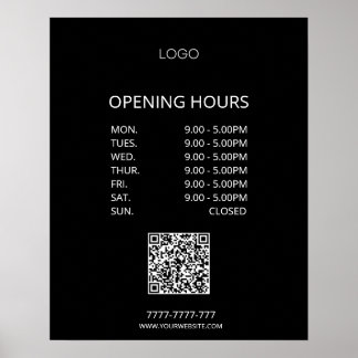 Simple Personalised Business Opening Hours Logo Poster