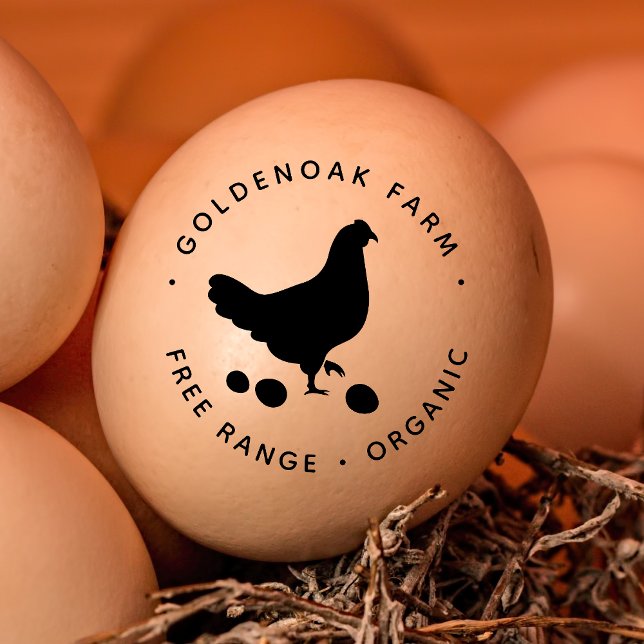 Simple Personalised Chicken Egg Farm Fresh Eggs Rubber Stamp (Creator Uploaded)