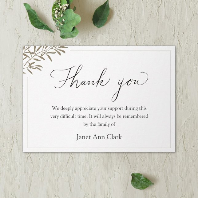 Simple Personalised Condolence Thank You Cards (Creator Uploaded)