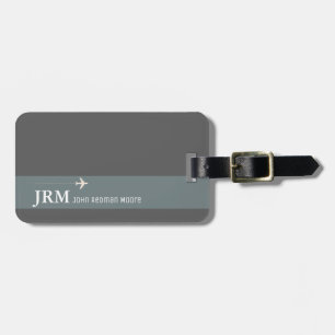 simple, personalised elegant grey bag travel luggage tag