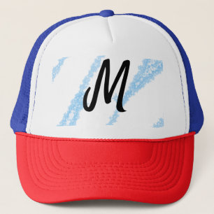 Simple personalised glitter monogram baking throw trucker hat