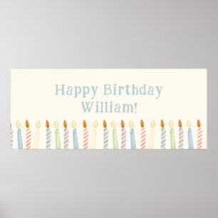 Simple Personalised Happy Birthday Candles Poster