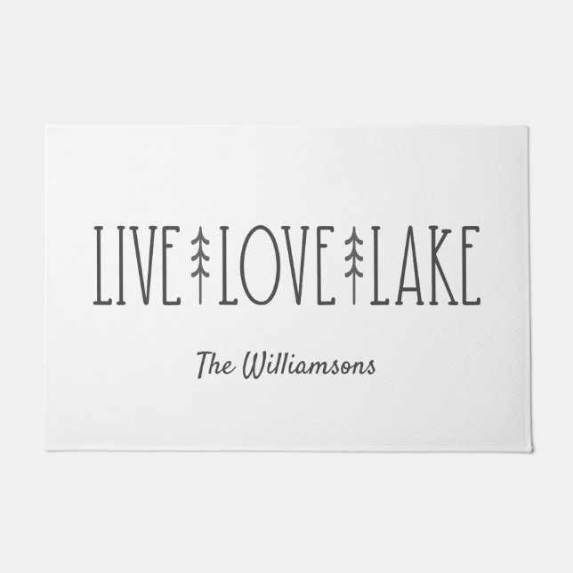 Simple Personalised Lake House Pine Tree Quote  Doormat (Front)
