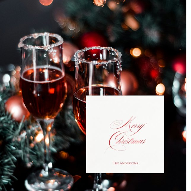 Simple Personalised Merry Christmas Cocktail Napkin (Creator Uploaded)