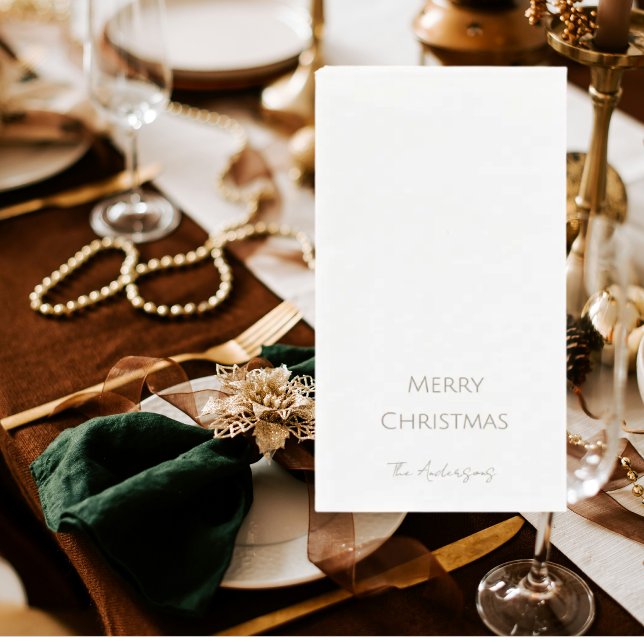 Simple Personalised Merry Christmas Gold Text Napkin (Creator Uploaded)
