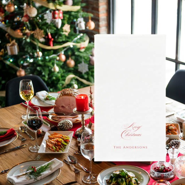 Simple Personalised Merry Christmas II Napkin (Creator Uploaded)