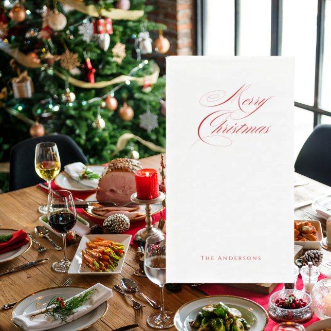 Simple Personalised Merry Christmas  Napkin (Creator Uploaded)