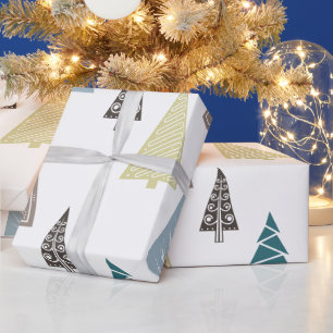 simple  personalised modern photo christmas  wrapping paper