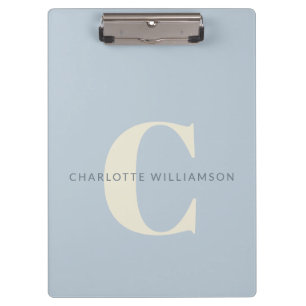 Simple Personalised Monogram and Name in Blue   Clipboard