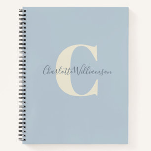Simple Personalised Monogram and Name in Blue Notebook