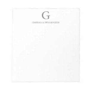 Simple Personalised Monogram and Name in Grey Notepad