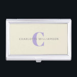 Simple Personalised Monogram and Name in Lavender  Business Card Holder<br><div class="desc">Simple Personalised Monogram and Name in Lavender Business Card Case</div>