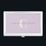 Simple Personalised Monogram and Name in Lilac Business Card Holder<br><div class="desc">Simple Personalised Monogram and Name in Lilac Business Card Case</div>