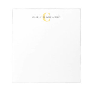 Simple Personalised Monogram and Name in Yellow Notepad