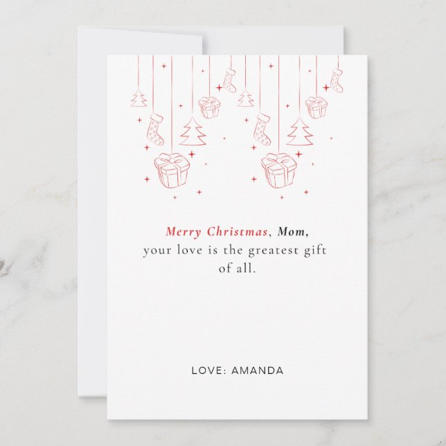 Simple Personalised Mother Christmas Card (Front)