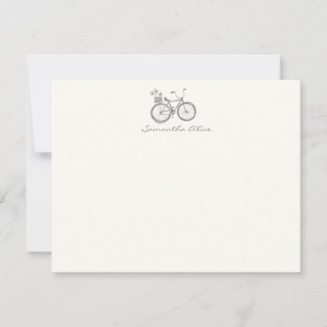 Simple Personalised Name Bicycle Illustration Grey Card (Front)