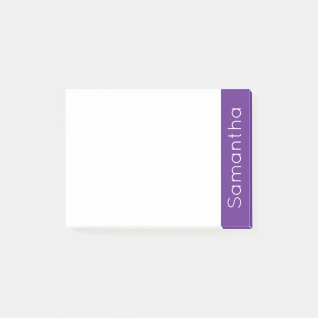 Simple Personalised Name Purple and White Post-it Notes (Front)