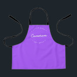 Simple Personalised Name Year Little Chef Apron<br><div class="desc">Personalise this purple apron with the name of the "little Chef". Modern typography,  white font with customisable text for the Established year and name. Encourage culinary skills at a young age. This thoughtful gift will be remembered by the food expert of the family as they grow.</div>