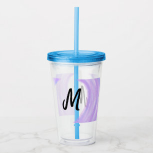 Simple personalised purple watercolor monogram add acrylic tumbler
