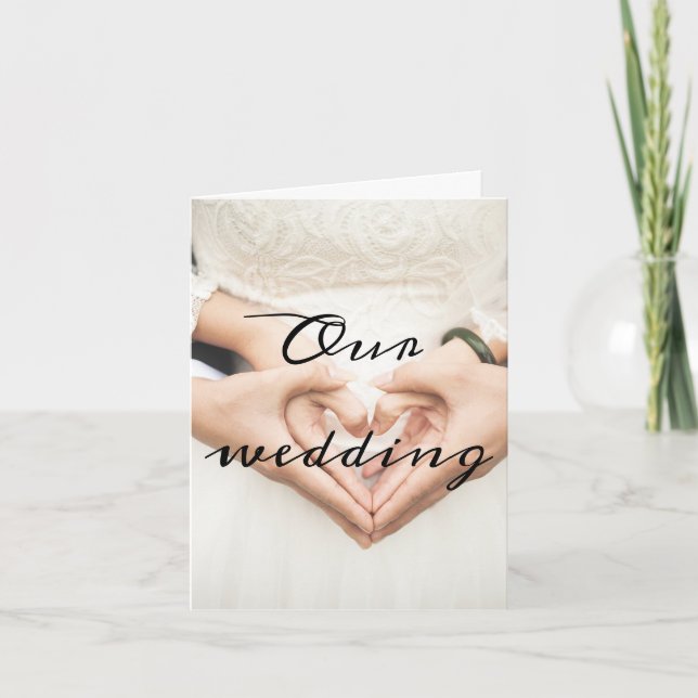 Simple Personalised Script Photo Wedding Invitation (Front)