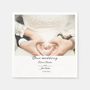 Simple Personalised Script Photo Wedding Party Napkin