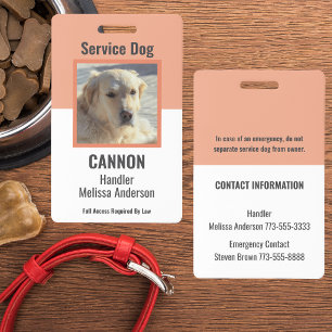 Simple Personalised Service/ Emotional Support Dog ID Badge