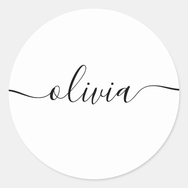Simple Personalised Signature Script Red Classic Round Sticker (Front)