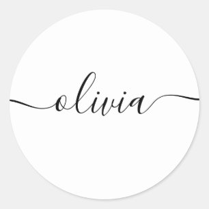 Simple Personalised Signature Script Red Classic Round Sticker