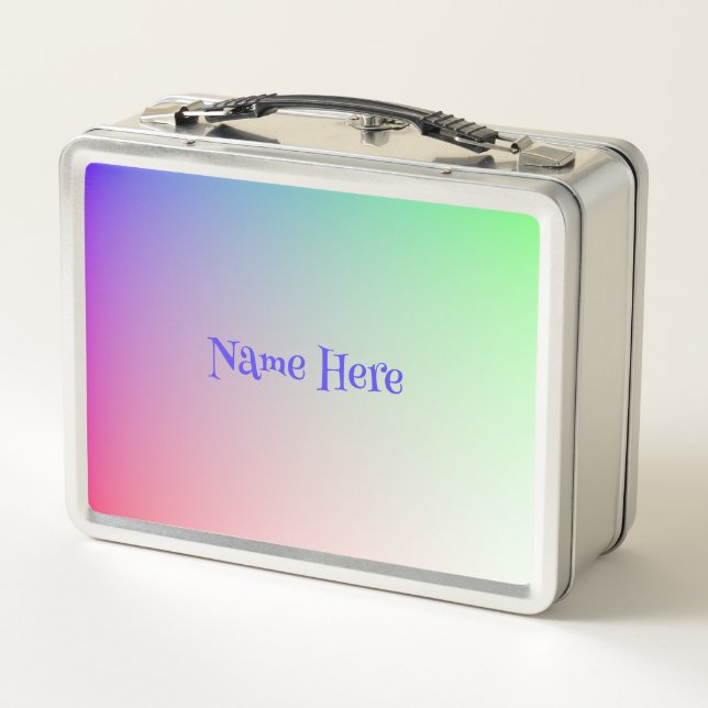 Simple Personalised Soft Rainbow Gradients  Metal Lunch Box (Back)