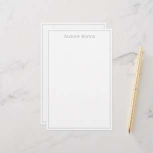 Simple Personalised Stationery Paper   Grey White