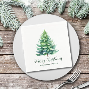 Simple Personalised Tree Christmas  Napkin