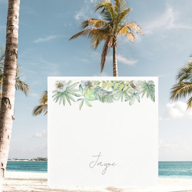 Simple Personalised Tropical Wedding Cocktail Napkin (Creator Uploaded)