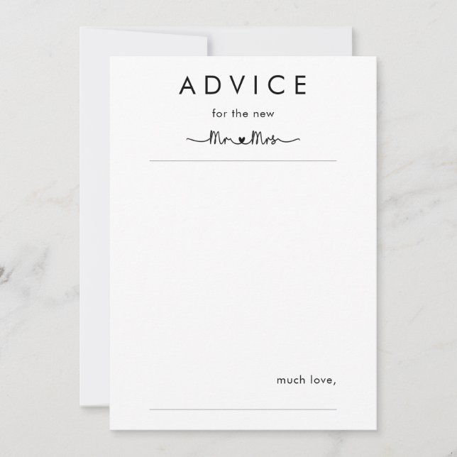 Simple Personalised Wedding Advice Card (Front)
