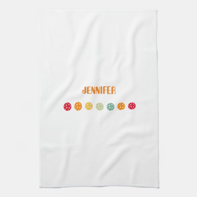 Simple Personalised White Orange Pickleball Towel  (Vertical)