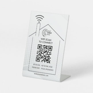 Simple Personalised Wifi Network qr code Password Pedestal Sign