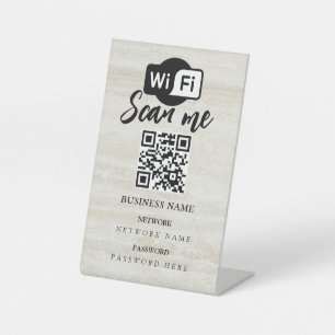 Simple Personalised Wifi Network qr code Password Pedestal Sign
